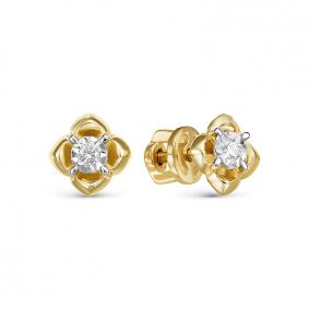 Серьги из лимонного золота КЮЗ Del'ta DБР150546л с бриллиантом DБР150546л фото