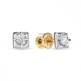 Серьги из лимонного золота КЮЗ Del'ta DБР150548л с бриллиантом DБР150548л фото