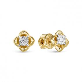 Серьги из лимонного золота КЮЗ Del'ta DБР150552л с бриллиантом DБР150552л фото