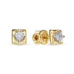 Серьги из лимонного золота КЮЗ Del'ta DБР150554л с бриллиантом DБР150554л фото