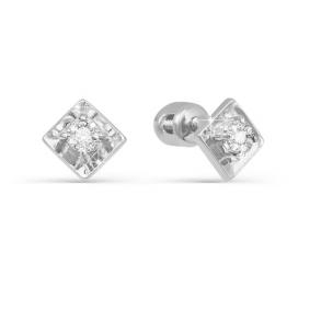 Серьги из белого золота КЮЗ Del'ta DБР150620 с бриллиантом DБР150620 фото