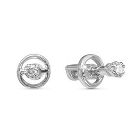 Серьги из белого золота КЮЗ Del'ta DБР150655б с бриллиантом DБР150655б фото