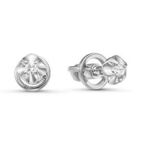 Серьги из белого золота КЮЗ Del'ta DБР150753б с бриллиантом DБР150753б фото