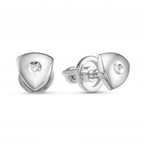 Серьги из белого золота КЮЗ Del'ta DБР150757б с бриллиантом DБР150757б фото