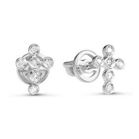 Серьги из белого золота КЮЗ Del'ta DБР150770б с бриллиантом DБР150770б фото
