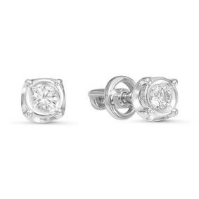 Серьги из белого золота КЮЗ Del'ta DБР150782б с бриллиантом DБР150782б фото