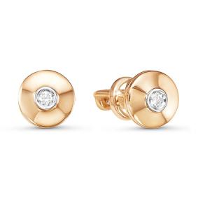 Золотые серьги КЮЗ Del'ta DБР150788 с бриллиантом DБР150788 фото