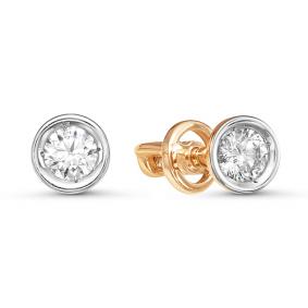 Золотые серьги КЮЗ Del'ta DБР150796 с бриллиантом DБР150796 фото