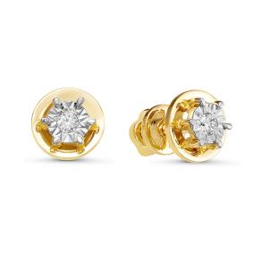 Серьги из лимонного золота КЮЗ Del'ta DБР150799л с бриллиантом DБР150799л фото