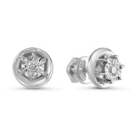 Серьги из белого золота КЮЗ Del'ta DБР150800б с бриллиантом DБР150800б фото