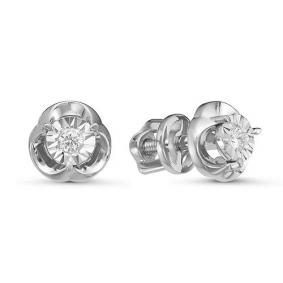 Серьги из белого золота КЮЗ Del'ta DБР150801б с бриллиантом DБР150801б фото