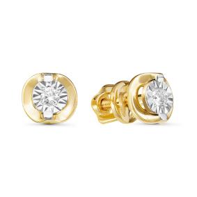 Серьги из лимонного золота КЮЗ Del'ta DБР150802л с бриллиантом DБР150802л фото