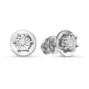Серьги из белого золота КЮЗ Del'ta DБР150803б с бриллиантом DБР150803б фото
