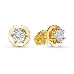 Серьги из лимонного золота КЮЗ Del'ta DБР150803л с бриллиантом DБР150803л фото
