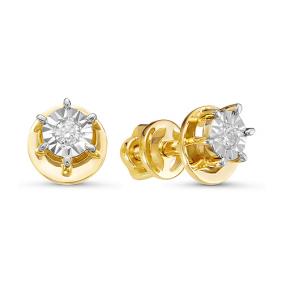 Серьги из лимонного золота КЮЗ Del'ta DБР150804л с бриллиантом DБР150804л фото
