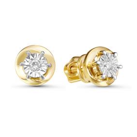 Серьги из лимонного золота КЮЗ Del'ta DБР150806л с бриллиантом DБР150806л фото