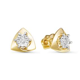 Серьги из лимонного золота КЮЗ Del'ta DБР150807л с бриллиантом DБР150807л фото