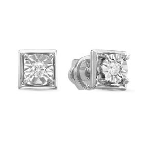 Серьги из белого золота КЮЗ Del'ta DБР150817б с бриллиантом DБР150817б фото