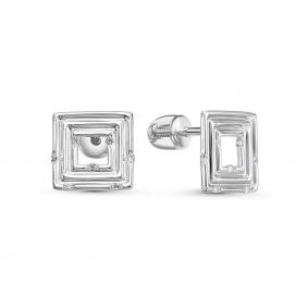 Серьги из белого золота КЮЗ Del'ta DБР151028б с бриллиантом DБР151028б фото