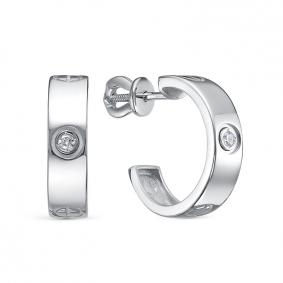 Серьги из белого золота КЮЗ Del'ta DБР152372б с бриллиантом DБР152372б фото