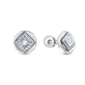 Серьги из белого золота КЮЗ Del'ta DБР152439б с бриллиантом DБР152439б фото