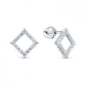 Серьги из белого золота КЮЗ Del'ta DБР152472б с бриллиантом DБР152472б фото