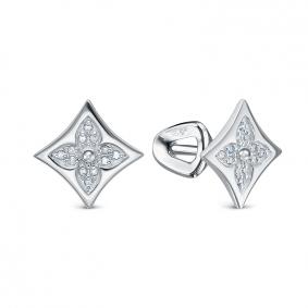 Серьги из белого золота КЮЗ Del'ta DБР152489б с бриллиантом DБР152489б фото