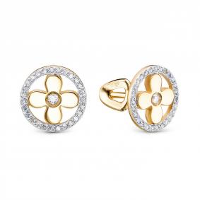 Серьги из лимонного золота КЮЗ Del'ta DБР152490л с бриллиантом DБР152490л фото