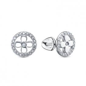 Серьги из белого золота КЮЗ Del'ta DБР152497б с бриллиантом DБР152497б фото