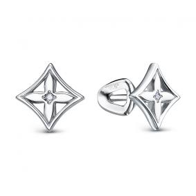 Серьги из белого золота КЮЗ Del'ta DБР152499б с бриллиантом DБР152499б фото