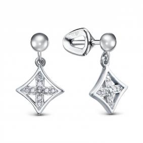 Серьги из белого золота КЮЗ Del'ta DБР152506б с бриллиантом DБР152506б фото
