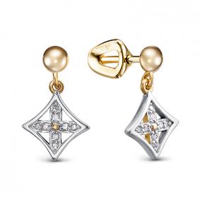 Серьги из лимонного золота КЮЗ Del'ta DБР152506л с бриллиантом DБР152506л фото