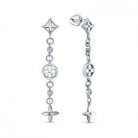 Серьги из белого золота КЮЗ Del'ta DБР152518б с бриллиантом DБР152518б фото