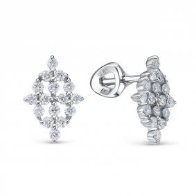 Серьги из белого золота КЮЗ Del'ta DБР152525б с бриллиантом DБР152525б фото