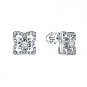 Серьги из белого золота КЮЗ Del'ta DБР152532б с бриллиантом DБР152532б фото