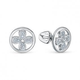 Серьги из белого золота КЮЗ Del'ta DБР152539б с бриллиантом DБР152539б фото