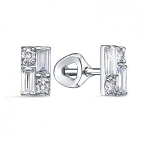 Серьги из белого золота КЮЗ Del'ta DБР152608б с бриллиантом DБР152608б фото