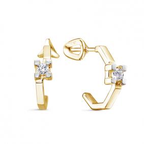 Серьги из лимонного золота КЮЗ Del'ta DБР152670л с бриллиантом DБР152670л фото