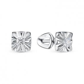 Серьги из белого золота КЮЗ Del'ta DБР152758б с бриллиантом DБР152758б фото