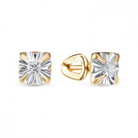 Серьги из лимонного золота КЮЗ Del'ta DБР152758л с бриллиантом DБР152758л фото