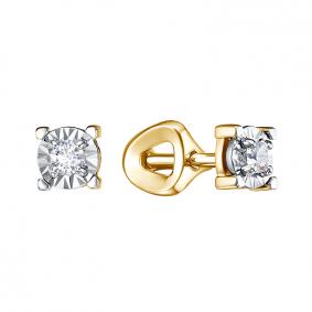 Серьги из лимонного золота КЮЗ Del'ta DБР152813л с бриллиантом DБР152813л фото