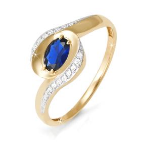 Золотое кольцо КЮЗ Del'ta DБР210032 с бриллиантом и сапфиром DБР210032 фото