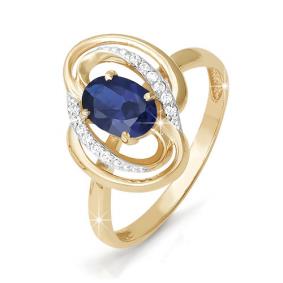 Золотое кольцо КЮЗ Del'ta DБР210116 с бриллиантом и сапфиром DБР210116 фото