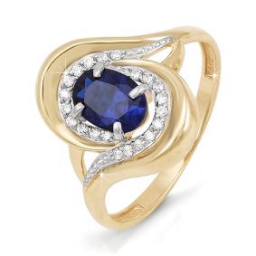 Золотое кольцо КЮЗ Del'ta DБР210135 с бриллиантом и сапфиром DБР210135 фото