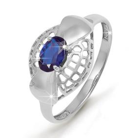 Кольцо из белого золота КЮЗ Del'ta DБР210214 с сапфиром DБР210214 фото