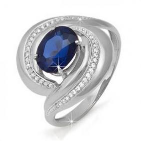 Кольцо из белого золота КЮЗ Del'ta DБР210241 с бриллиантом и сапфиром DБР210241 фото
