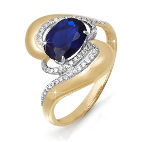 Золотое кольцо КЮЗ Del'ta DБР210242 с бриллиантом и сапфиром DБР210242 фото