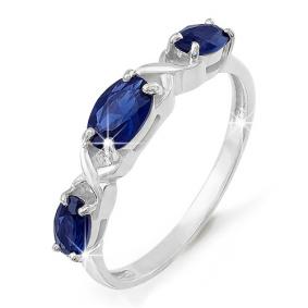 Кольцо из белого золота КЮЗ Del'ta DБР210245 с сапфиром DБР210245 фото