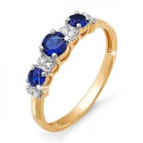 Золотое кольцо КЮЗ Del'ta DБР210246 с бриллиантом и сапфиром DБР210246 фото