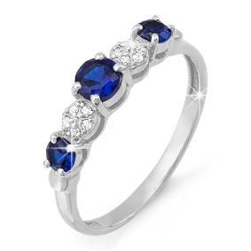 Кольцо из белого золота КЮЗ Del'ta DБР210249 с бриллиантом и сапфиром DБР210249 фото